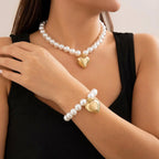 Ensemble collier et bracelet avec pendentif cœur