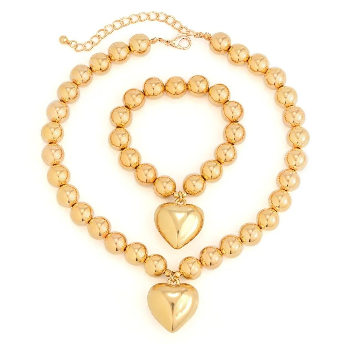 Ensemble collier et bracelet avec pendentif cœur