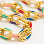 Ensemble collier et bracelet à chaîne colorée