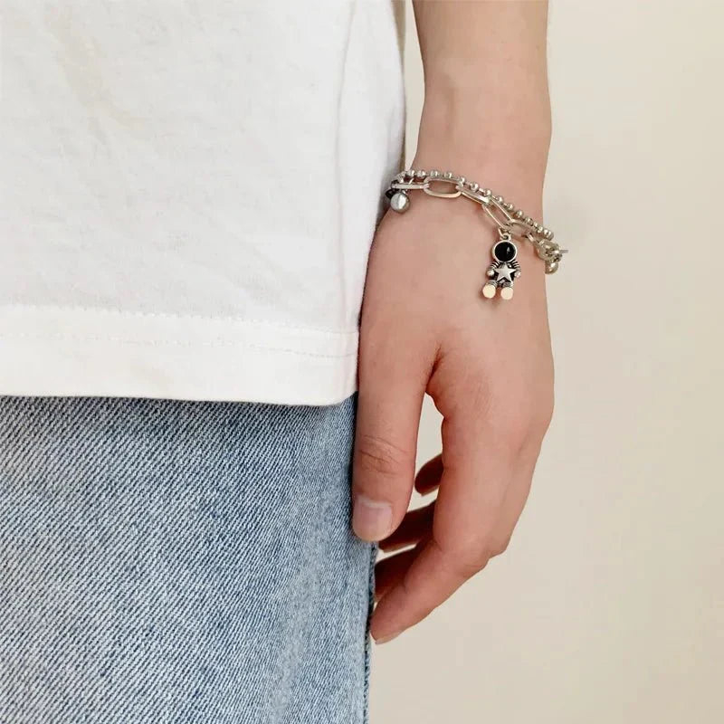 Ensemble de bracelets magnétiques cœur astronaute pour couples