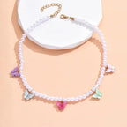 Collier Ras-de-cou Papillon Coloré Délicat