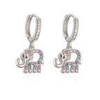 Boucles d'oreilles Éléphant Diamantées Colorées Délicates