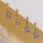 Boucles d'oreilles Éléphant Diamantées Colorées Délicates