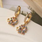 Boucles d'oreilles Éléphant Diamantées Colorées Délicates