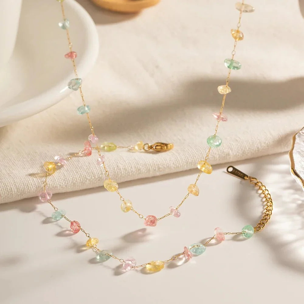 Parure bracelet et collier cristaux
