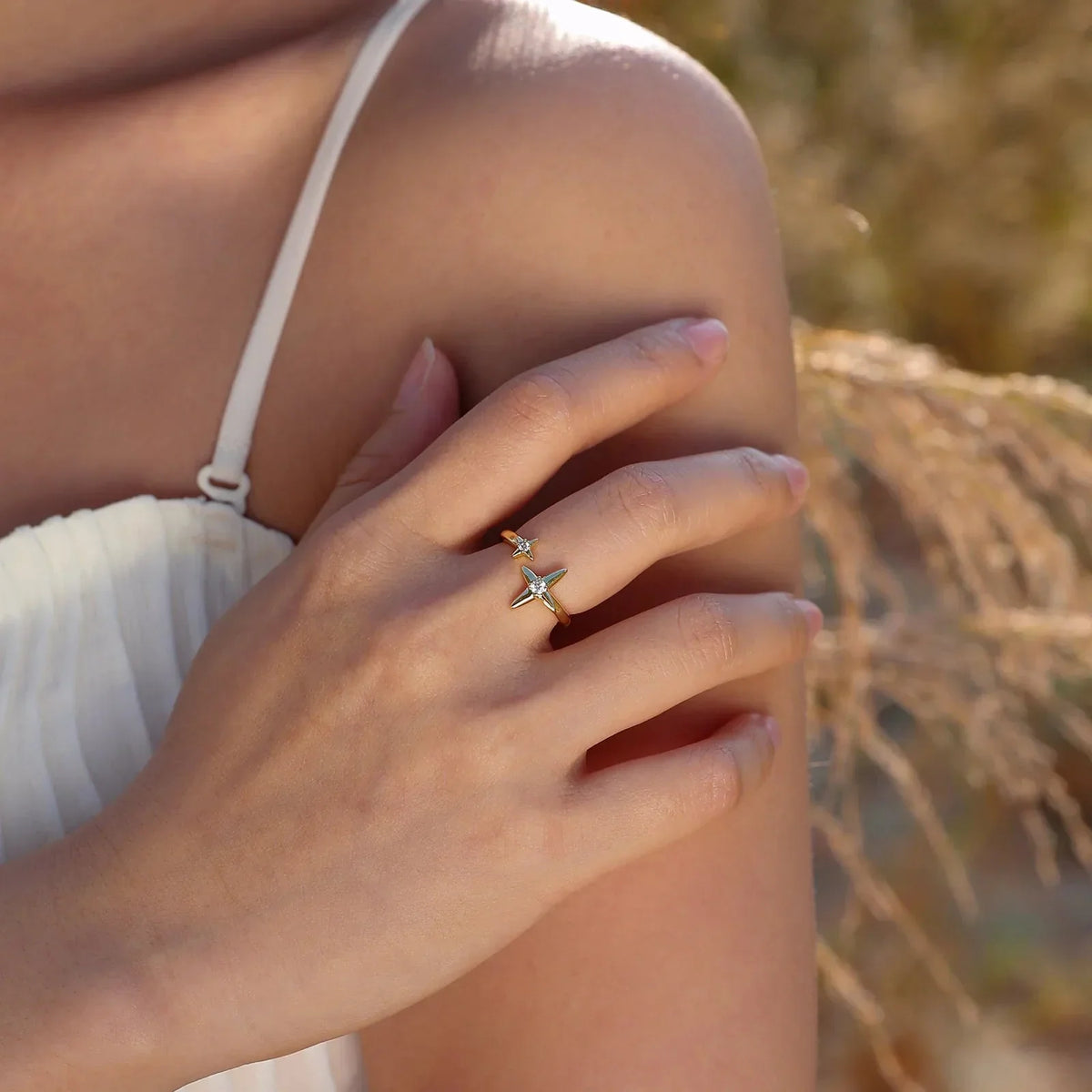 Ensemble de bagues ajustables Dainty Diamond