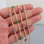 Bracelet et Boucles d'oreilles Floraux Diamantés Délicats