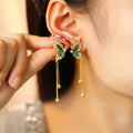 Boucles d'oreilles Pendantes Papillon Émeraude Délicates