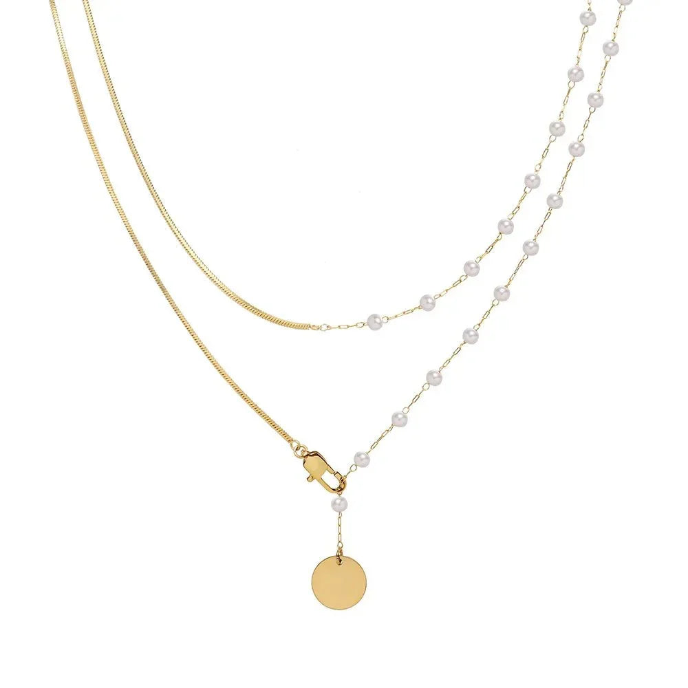 Collier superposé à chevrons et perles