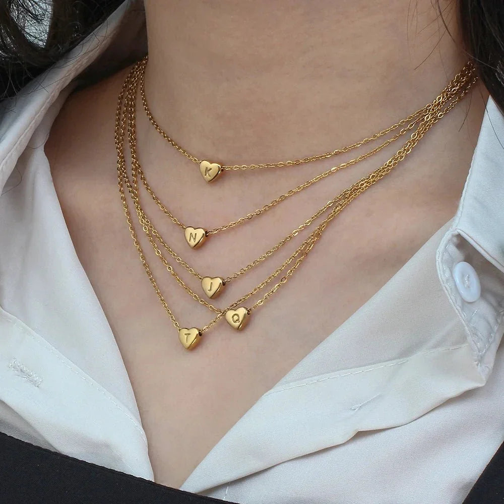 Collier initiale cœur minimaliste Dainty