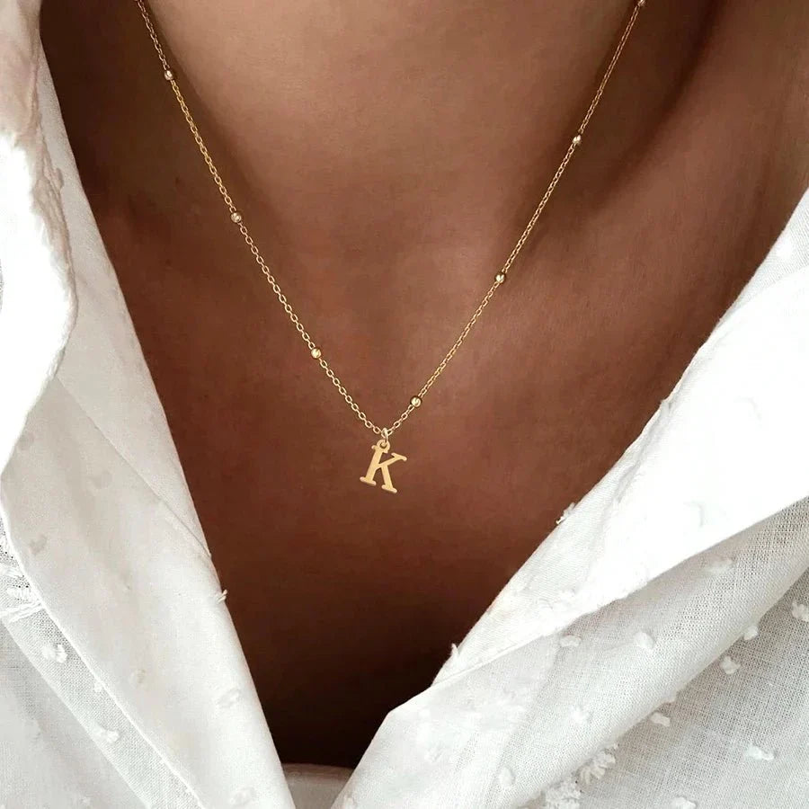 Collier Dainty Satellite Chain Letter Initial