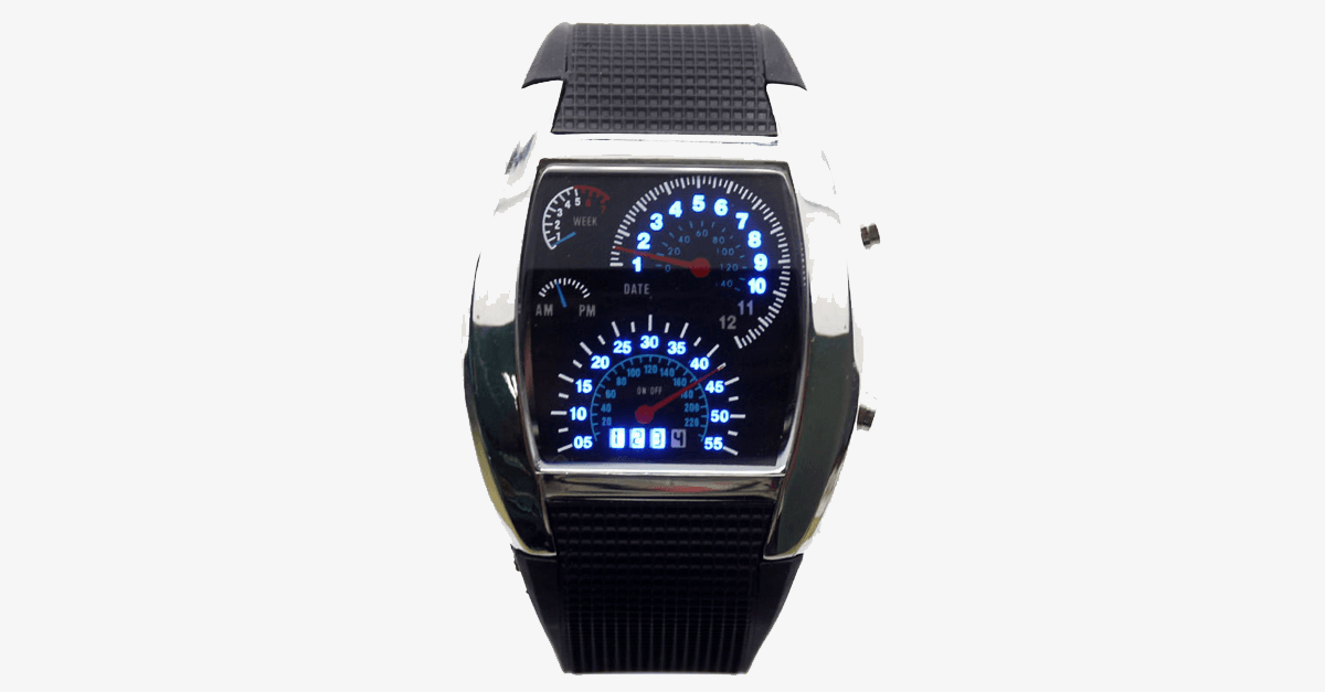 Montre numérique LED style course automobile