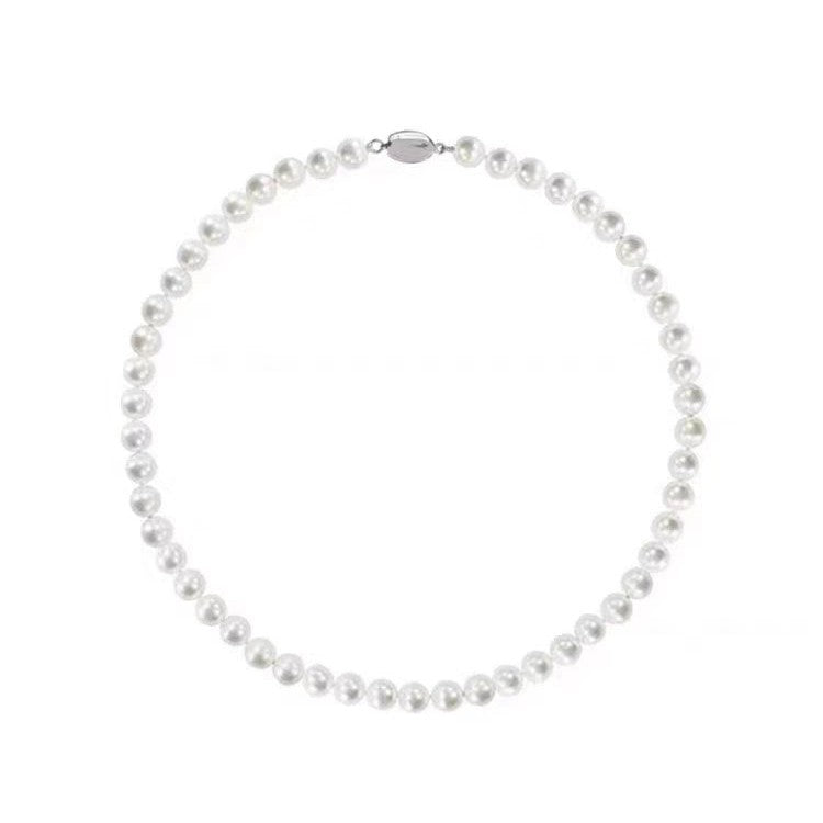 Collier de perles avec fermoir en argent, perles de 4 à 12 mm