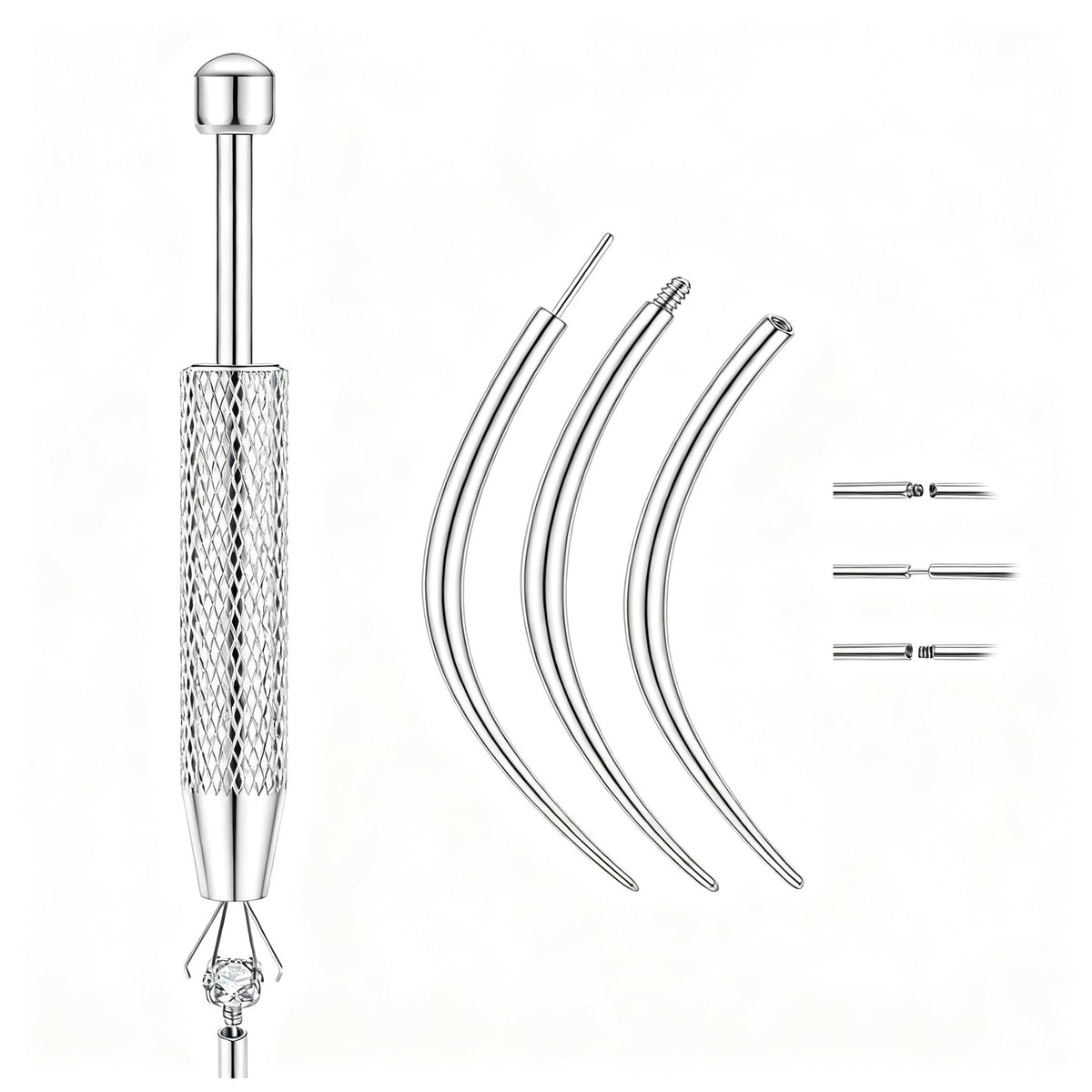 Barre de piercing en titane, base plate, filetage interne