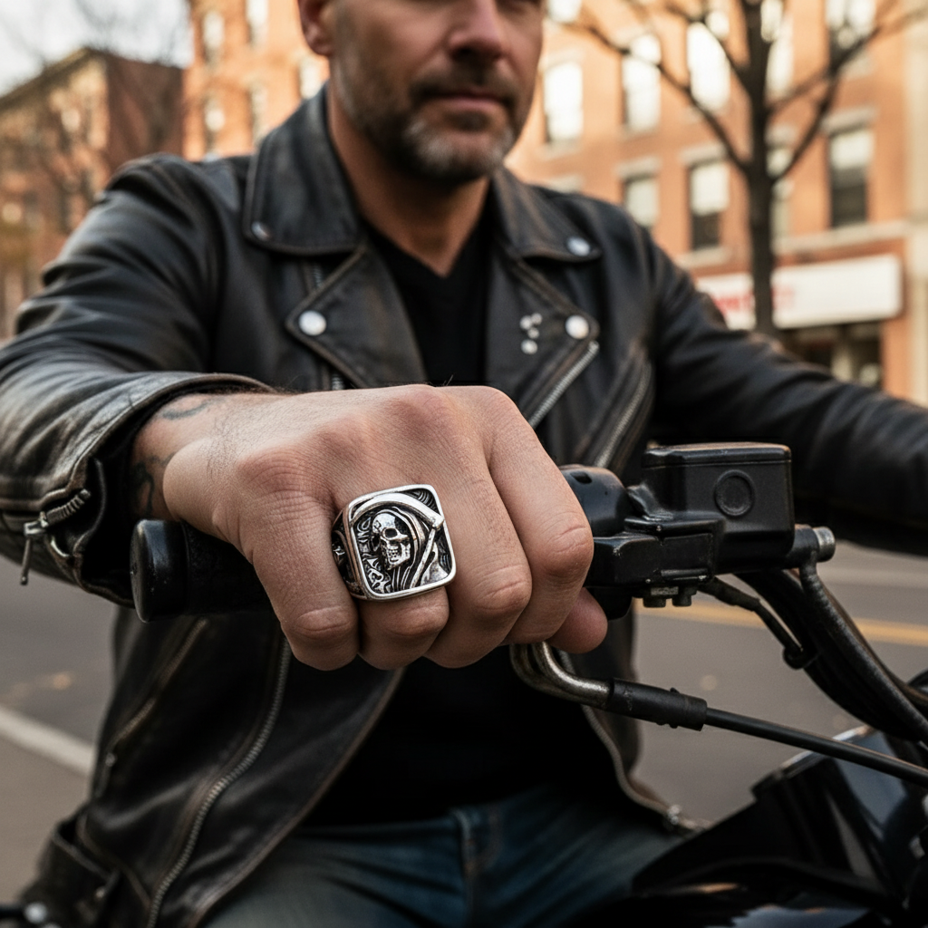 Bague tête de mort Faucheuse