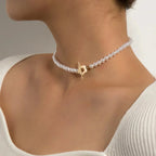 Collier ras-de-cou floral avec fermoir fleur