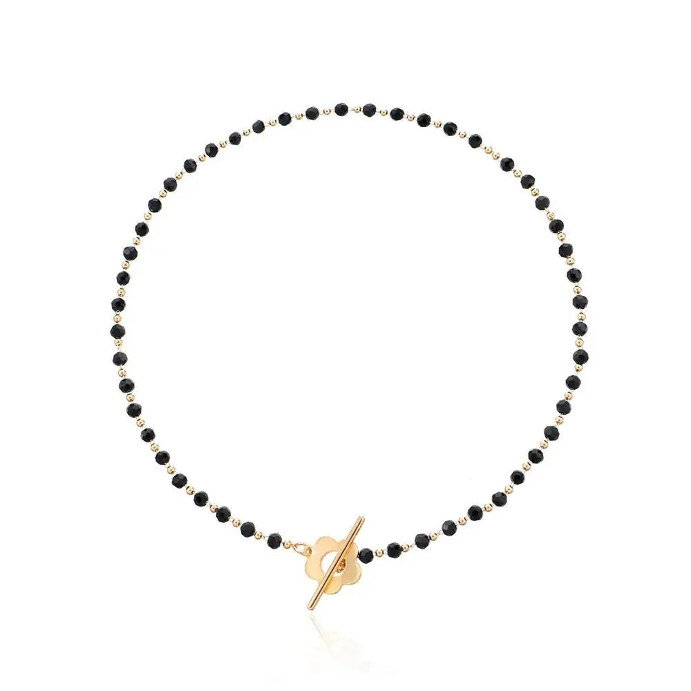 Collier ras-de-cou floral avec fermoir fleur