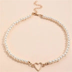 Collier ras-du-cou perles et cœur