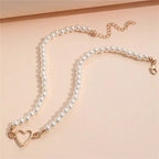 Collier ras-du-cou perles et cœur