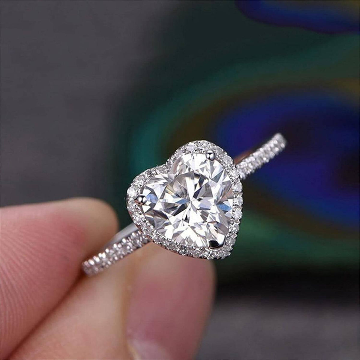 Bague cœur en zircone