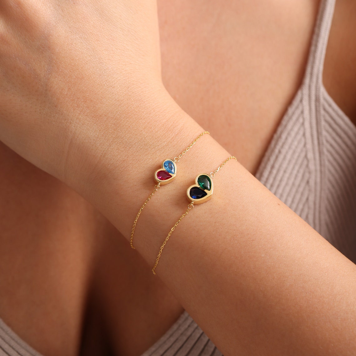 Ensemble collier et bracelet cœur Forever Linked