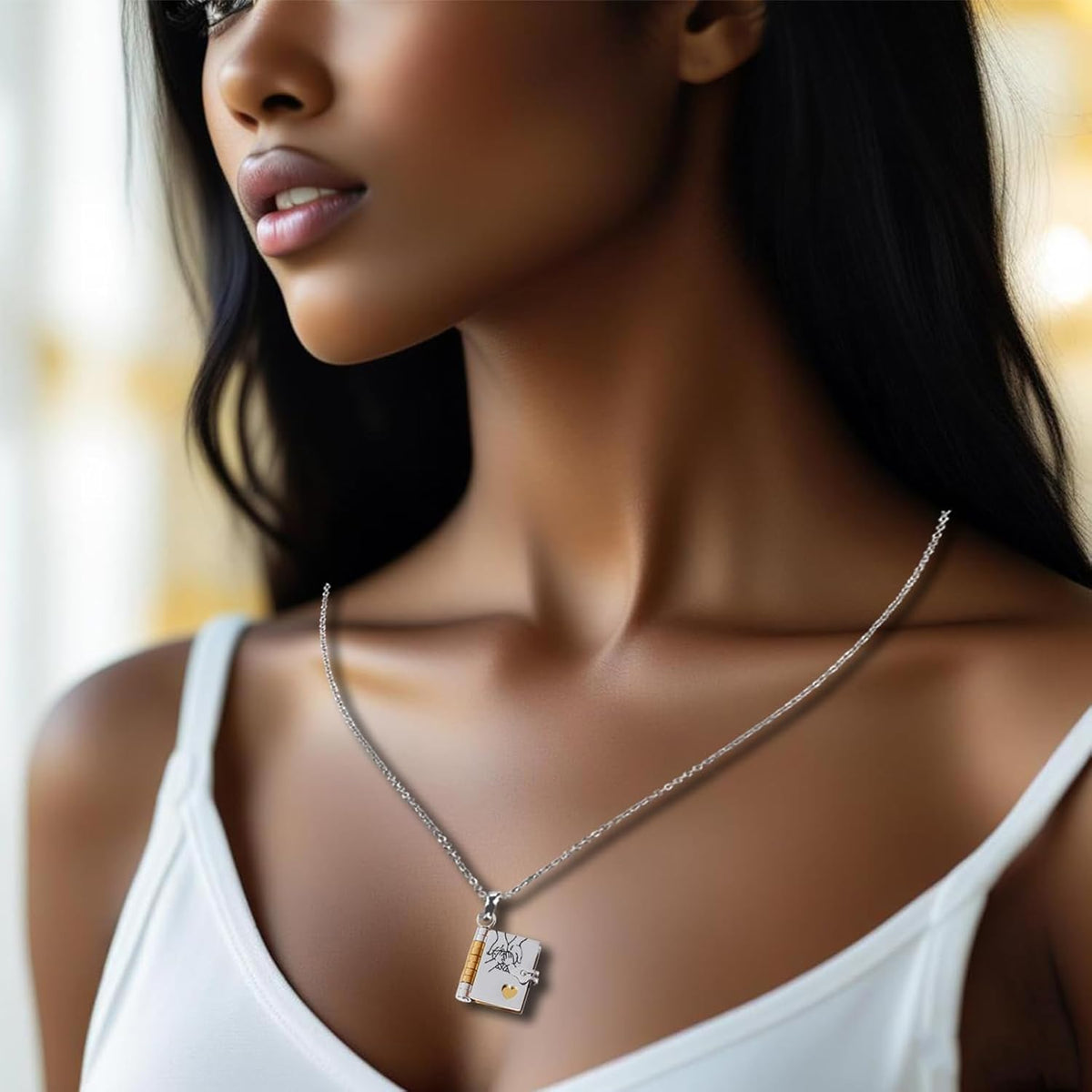 Collier marque-page mémoire – Bijou symbolique avec message d'amour