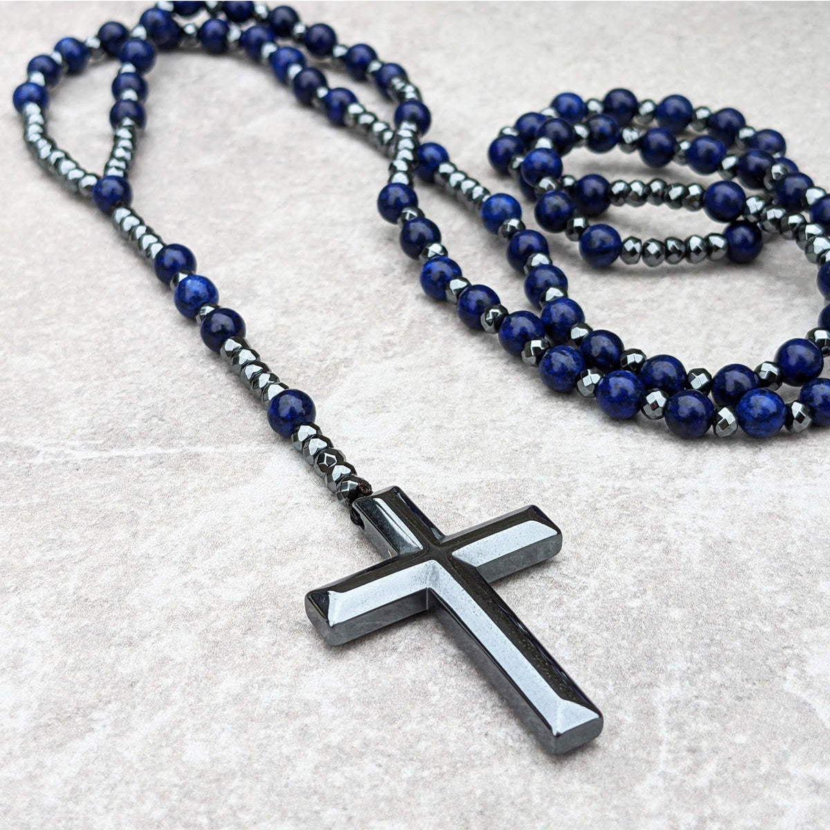 Collier spirituel Orion avec œil de tigre et lapis-lazuli