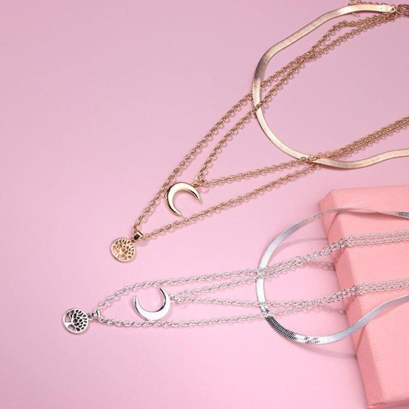 Collier multicouche Arbre de Vie et demi-lune