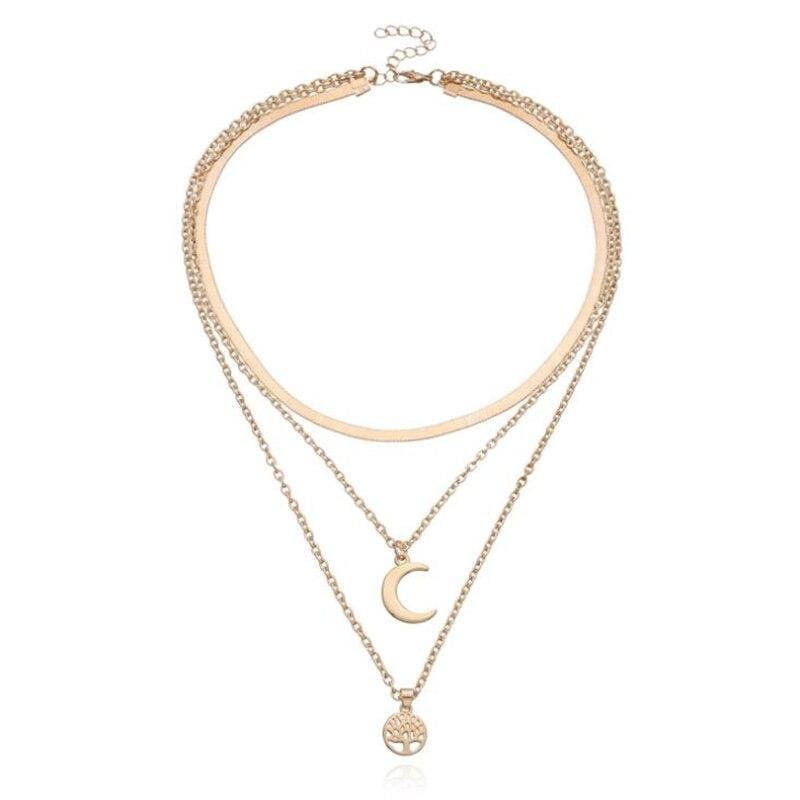 Collier multicouche Arbre de Vie et demi-lune
