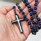Collier spirituel Orion avec œil de tigre et lapis-lazuli