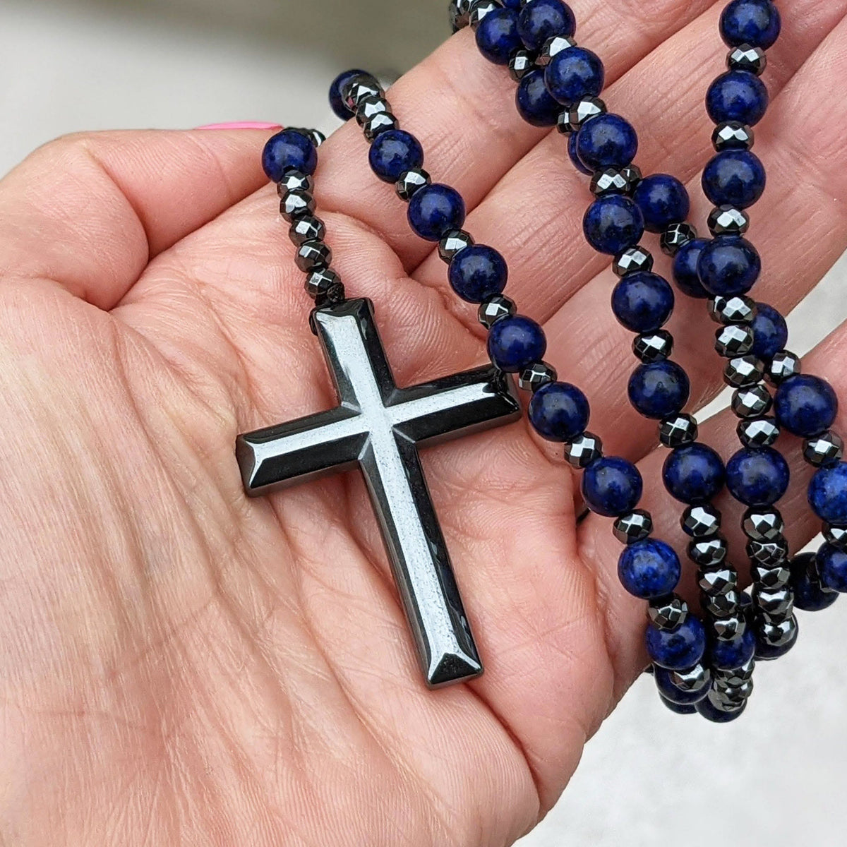 Collier spirituel Orion avec œil de tigre et lapis-lazuli