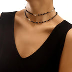 Collier à couches en cristal noir