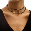 Collier à couches en cristal noir