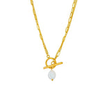 Collier superposé avec fermoir cercle et perle