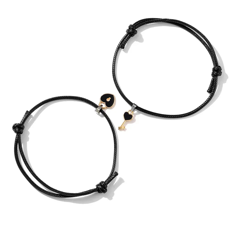 Bracelets couple minimalistes cadenas et clé