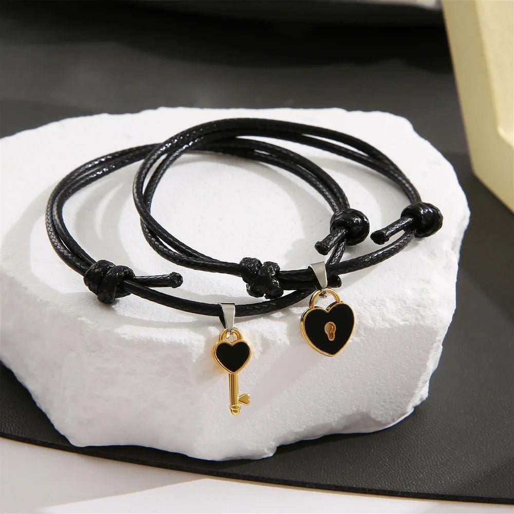 Bracelets couple minimalistes cadenas et clé