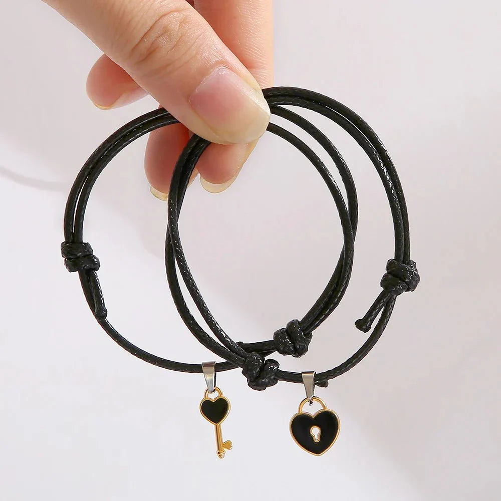 Bracelets couple minimalistes cadenas et clé