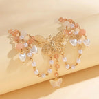 Collier ras-du-cou multicouche papillon et cœur