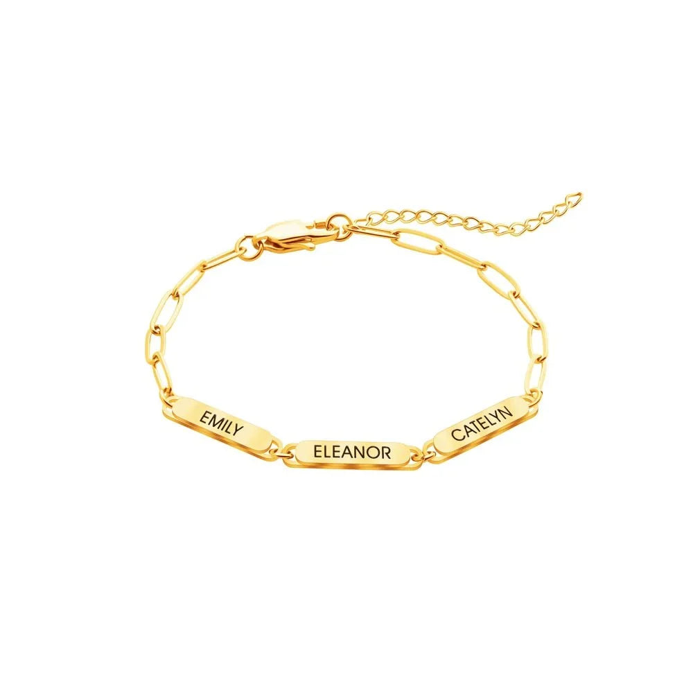 Bracelet trombone personnalisé avec noms de famille