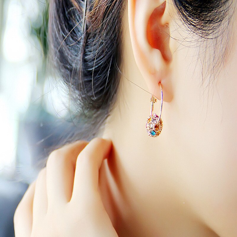 Boucles d'oreilles boules en cristal autrichien