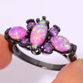 Bague opale de feu rose et améthyste