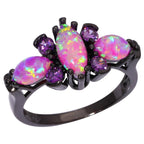 Bague opale de feu rose et améthyste