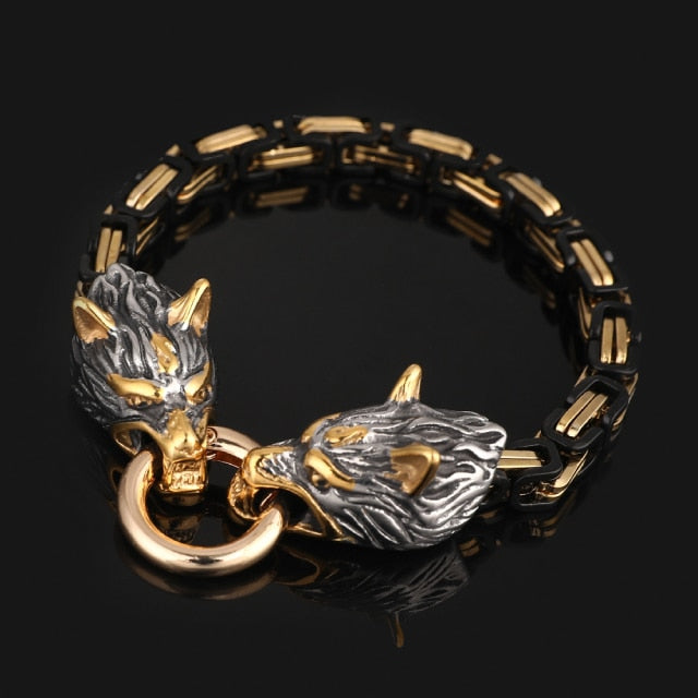 Bracelet homme tête de loup nordique