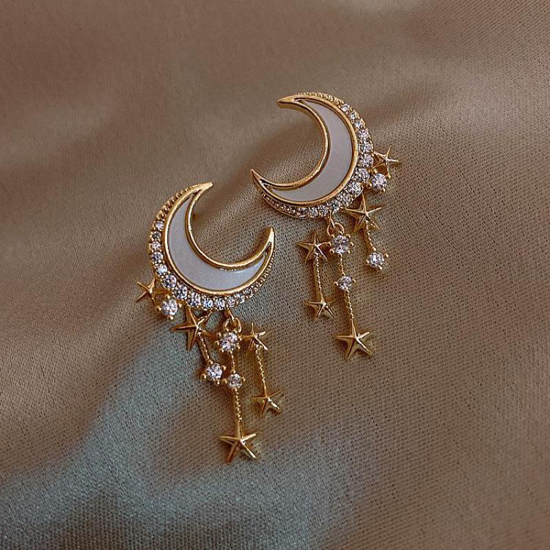Boucles d'oreilles lune et étoiles