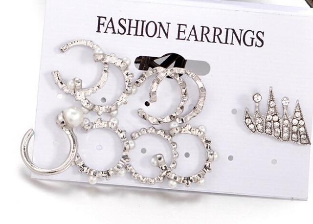 Ensemble de 9 boucles d'oreilles à clip punk avec perles