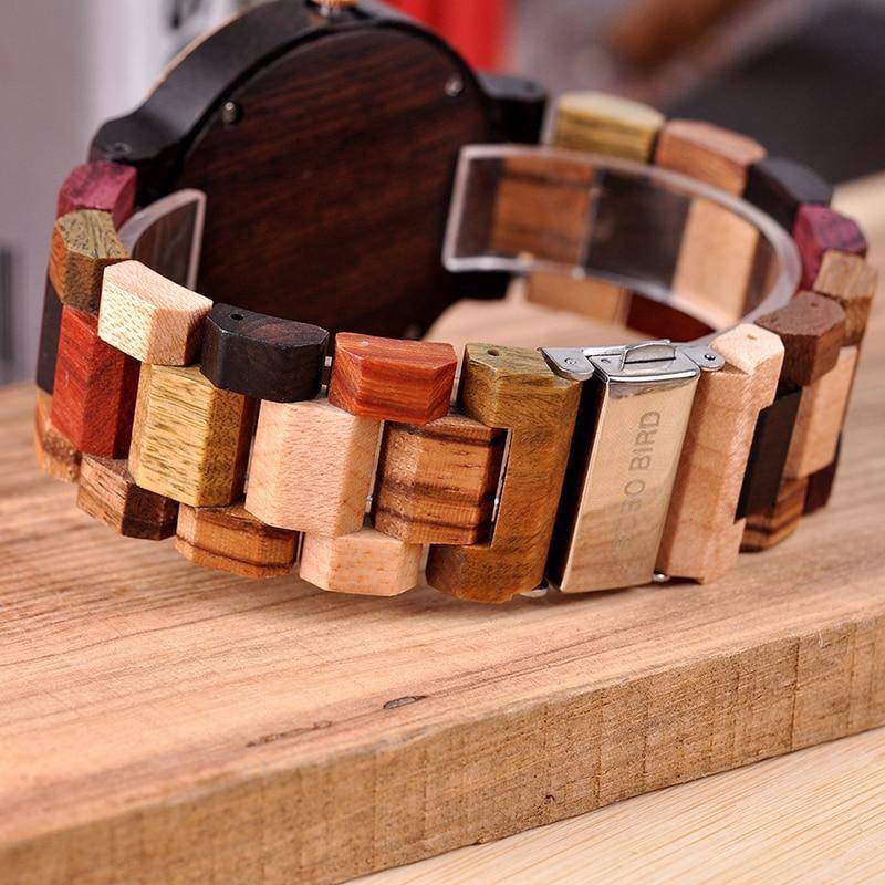 Montre pour homme en bois avec affichage de la date