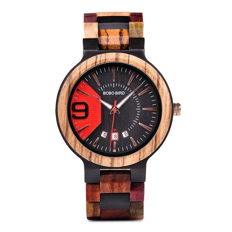 Montre pour homme en bois avec affichage de la date
