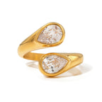 Bague enveloppante avec diamants en forme de goutte