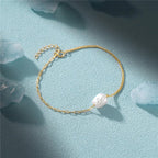 Bracelet chaîne trombone et cubaine en perle S925