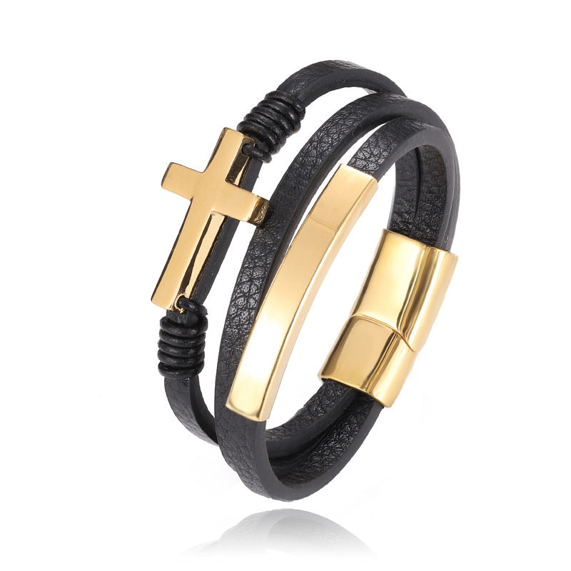 Bracelet croix multicouche